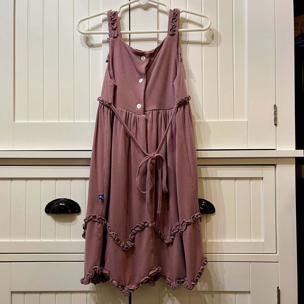 Kickee Kids Mauve Bamboo Ruffle Tiered Dress with Back Buttons - Picture 2 of 3